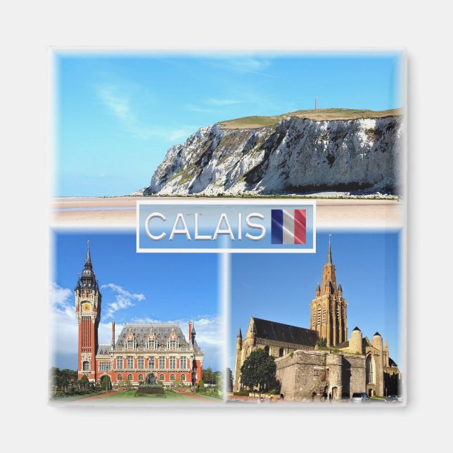 zFR020 CALAIS, Cap Blanc Nez, Kühlschrank Magnet (Vorne)