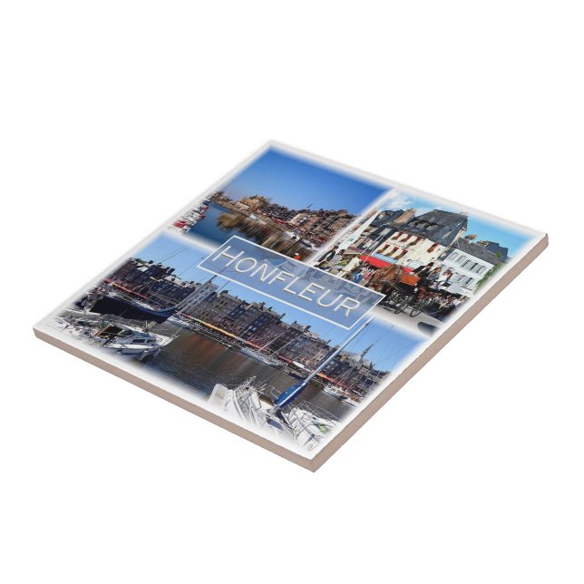 zFR028 HONFLEUR Hafen, Normandie, Fliese (Seite)
