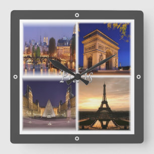 zFR030 PARIS, Frankreich, Quadratische Wanduhr