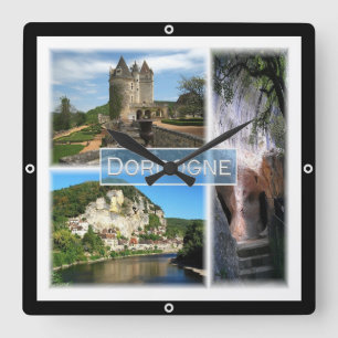 zFR033 DORDOGNE, Frankreich, Quadratische Wanduhr