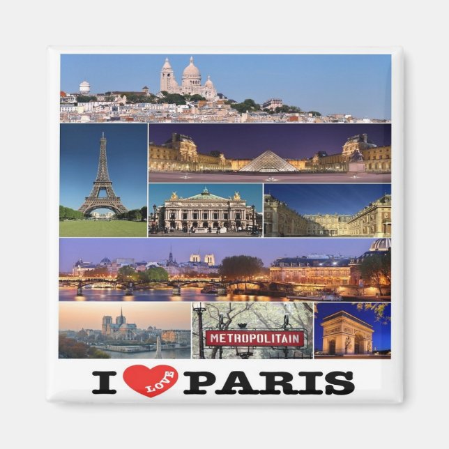 zFR057 PARIS "I Liebe", Frankreich, Kühlschrank Magnet (Vorne)