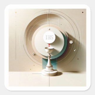 ZG Style Eucharistic Communityhost und Chalice Quadratischer Aufkleber