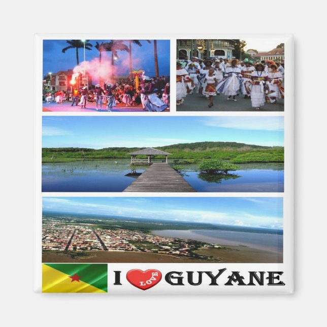 zGF005 FRANZÖSISCH GUYANA I Liebe, Mosaik, Kühlsch Magnet (Vorne)