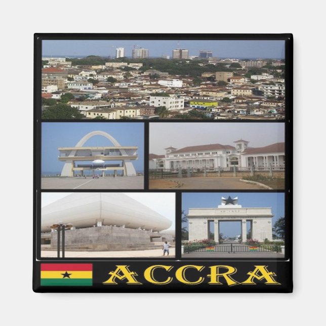 zGH004 ACCRA, Mosaik, Ghana, Afrika, Kühlschrank Magnet (Vorne)