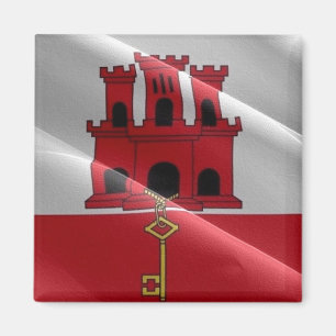 zGI002 GIBRALTAR WELLENFLAG, Kühlschrank Magnet