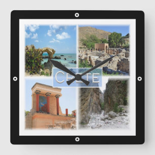 zGR021 Potpourri von CRETE, Griechenland, Quadratische Wanduhr