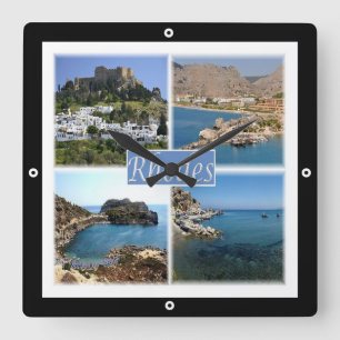 zGR025 RHODES, Greece, Europe, Quadratische Wanduhr