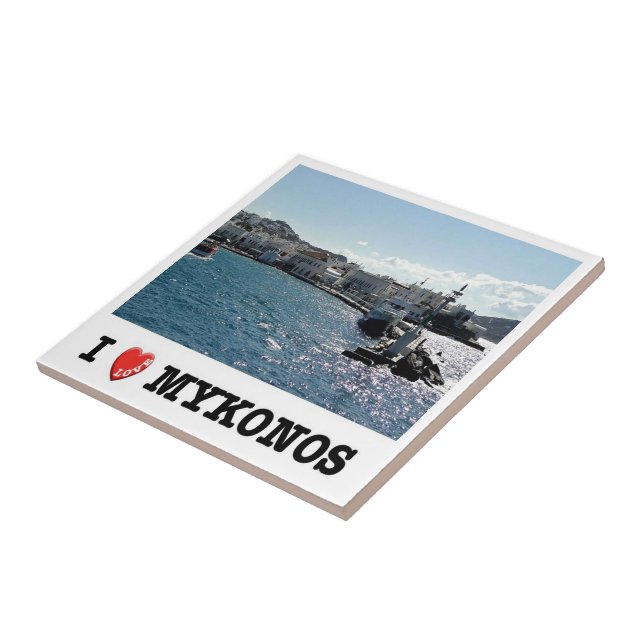 zGR048 MYKONOS, alter Hafen, Griechenland, Fliese (Seite)