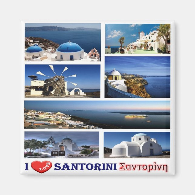 zGR069 SANTORINI I Liebe, Griechenland, Kühlschran Magnet (Vorne)