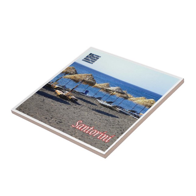 zGR082 SANTORINI Lava Beach, Griechenland, Fliese (Seite)