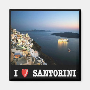 zGR088 SANTORINI I Liebe, Griechenland, Kühlschran Magnet