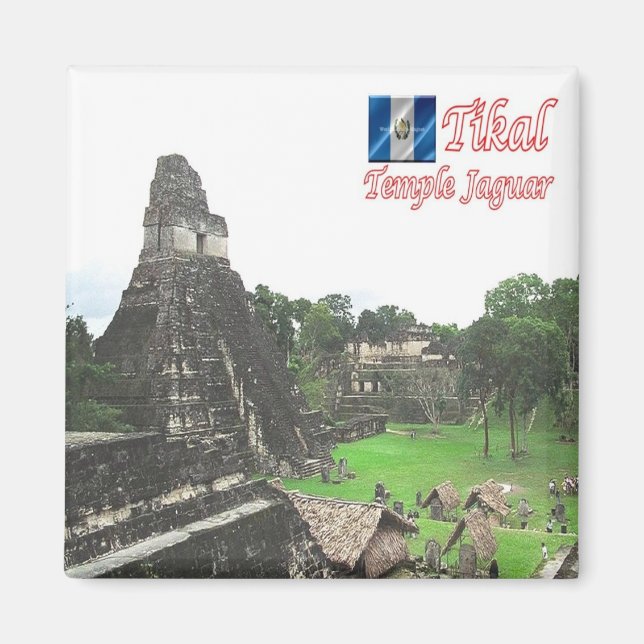 zGT015 TIKAL, Temple Jaguar, Guatemala, Kühlschran Magnet (Vorne)