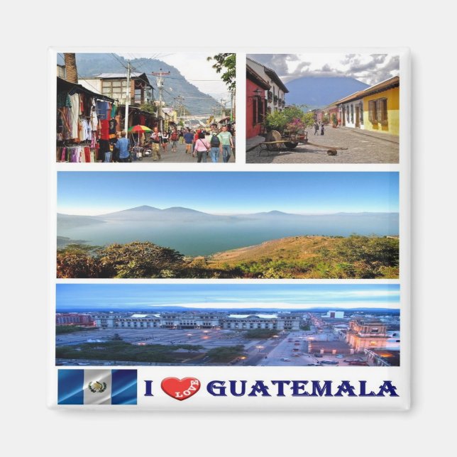 zGT017 GUATEMALA I Liebe, Mosaik, Amerika, Kühlsch Magnet (Vorne)