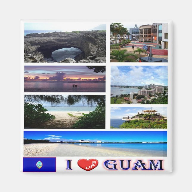 zGU003 GUAM I Liebe, Mosaik, Ozeanien, Kühlschrank Magnet (Vorne)