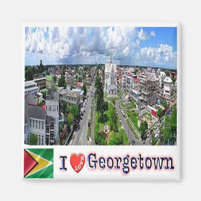 zGY005 GEORGETOWN I Liebe, Guyana, Kühlschrank Magnet (Vorne)