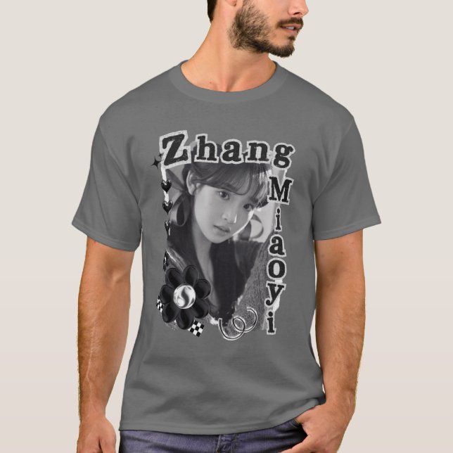 Zhang Miao Yi Chinesische Schauspielerin Black and T-Shirt (Vorderseite)