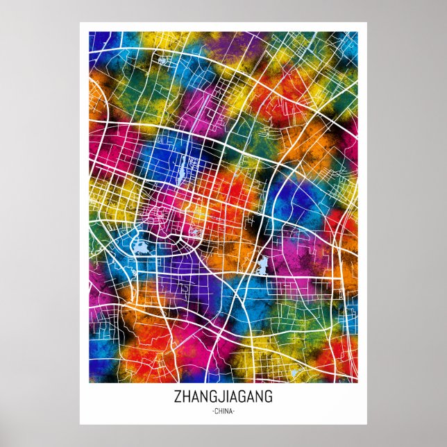 Zhangjiagang China Stadtplan Poster (Vorne)