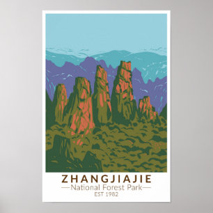 Zhangjiajie Nationalpark China Reise Kunst Retro Poster