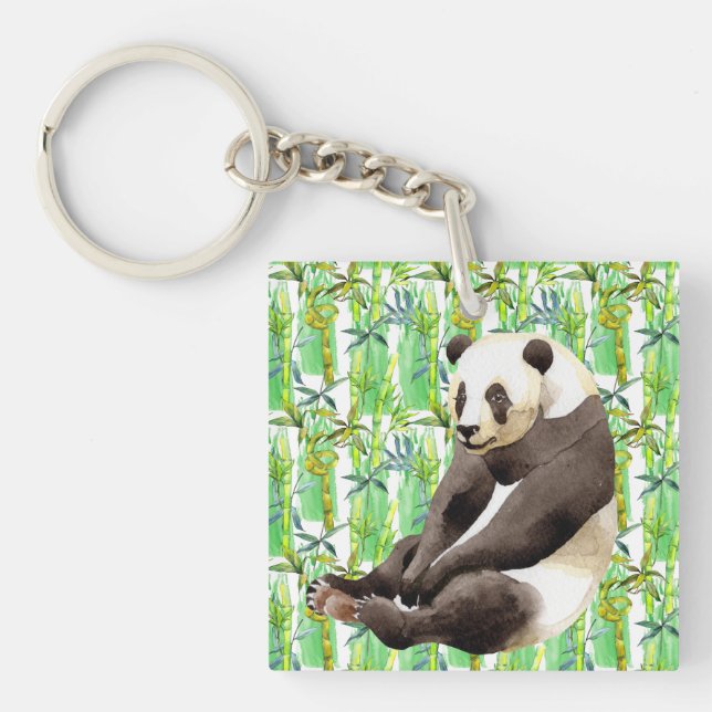 Zhen Zhen über die Panda auf Bamboo Schlüsselanhänger (Vorderseite)