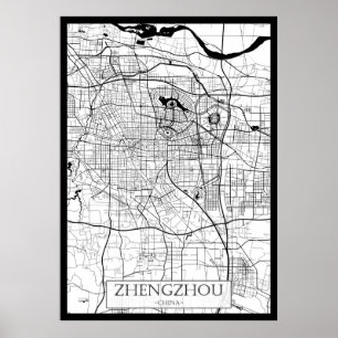 Zhengzhou China Karte Poster