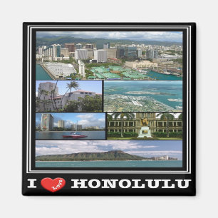 zHI011 HONOLULU I LIEBE, HAWAII, Mosaik, Kühlschra Magnet