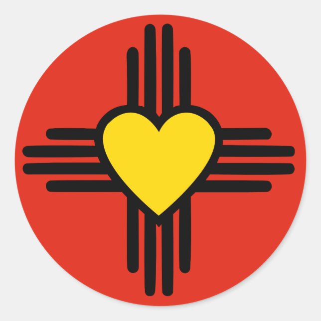 Zia Heart Symbol Runder Aufkleber (Vorderseite)