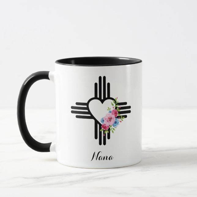 Zia Herz mit Blume Personalisiertes Geschenk Kaffe Tasse (Links)