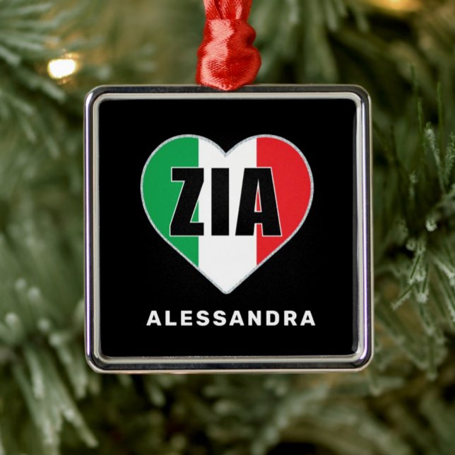Zia Personalisiert Italienische "Flag Herz-Ornamen Ornament Aus Metall (Zia (aunt) Italian Heart Flag Personalized Ornament)
