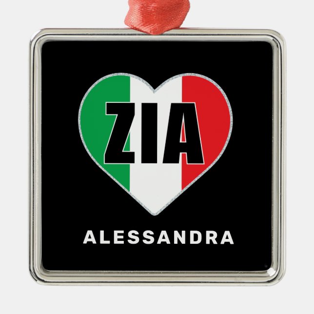 Zia Personalisiert Italienische "Flag Herz-Ornamen Ornament Aus Metall (Vorne)