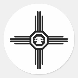 Zia-Schädel 1 Runder Aufkleber