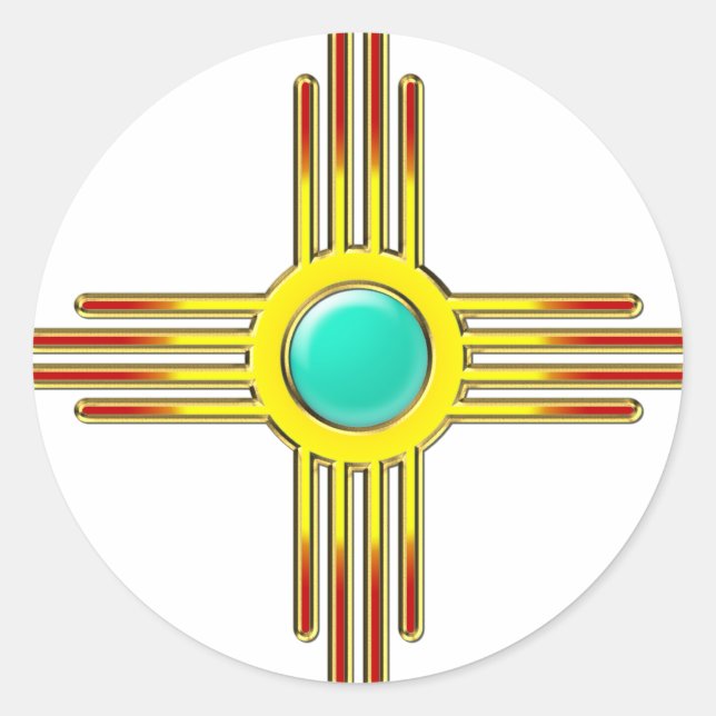 Zia Sonne - Zia Pueblo - Kraft Symbol Runder Aufkleber (Vorderseite)