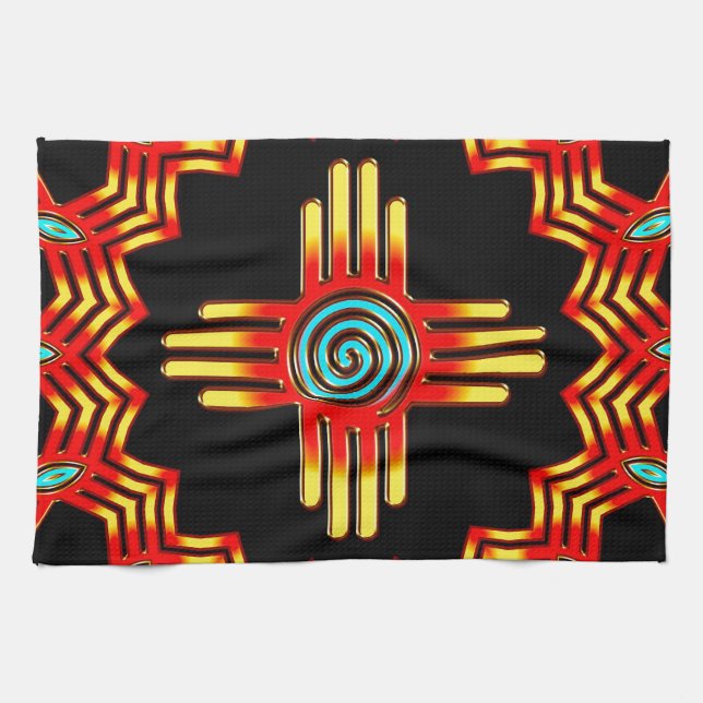 Zia Sonne - Zia Pueblo - New Mexico Handtuch (Horizontal)