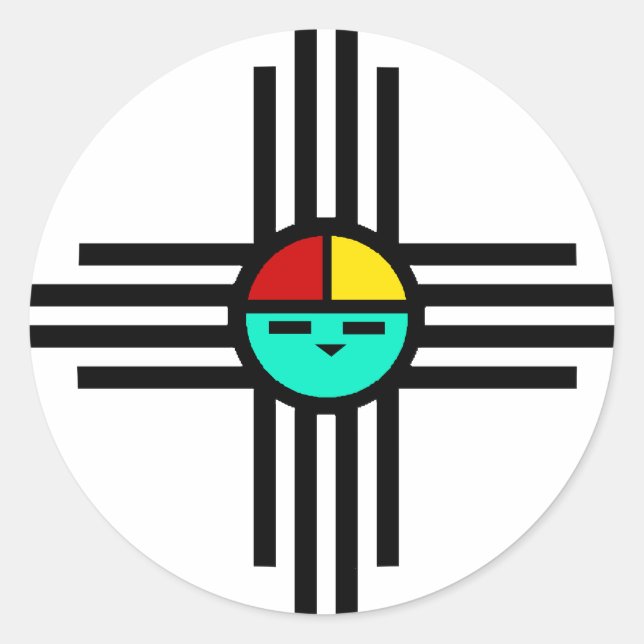 Zia Sun God Runder Aufkleber (Vorderseite)