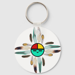 Zia Sun God with Feathers Schlüsselanhänger