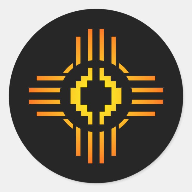 Zia Sun Sign Runder Aufkleber (Vorderseite)