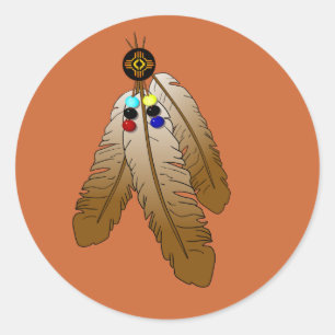 Zia Sun und Feathers Runder Aufkleber