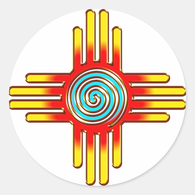 Zia Sun - Zia Pueblo - New Mexico Runder Aufkleber (Vorderseite)