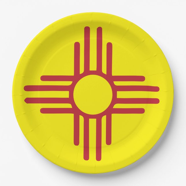 Zia Symbol Red and Yellow Fiesta Party Pappteller (Vorderseite)