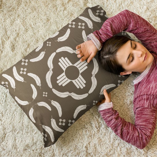 Zia Symbol und Feather Design Southwestern Kissenbezug (Von Creator hochgeladen)