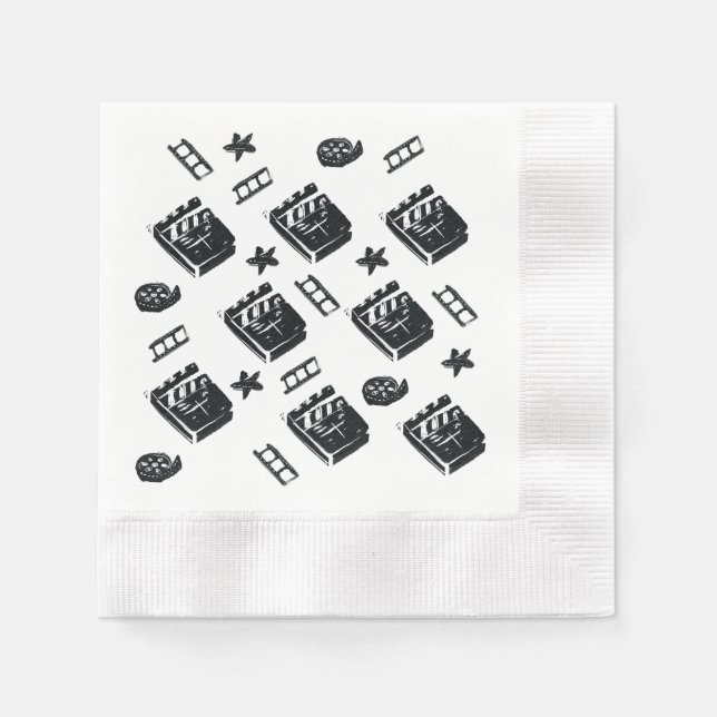 Ziak-Muster mit Kinosymbolen und Klappbrett Serviette (Vorderseite)