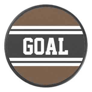 ZIAL Bold Sporty Brown Schwarz-weiß Racing Stripes Eishockey Puck