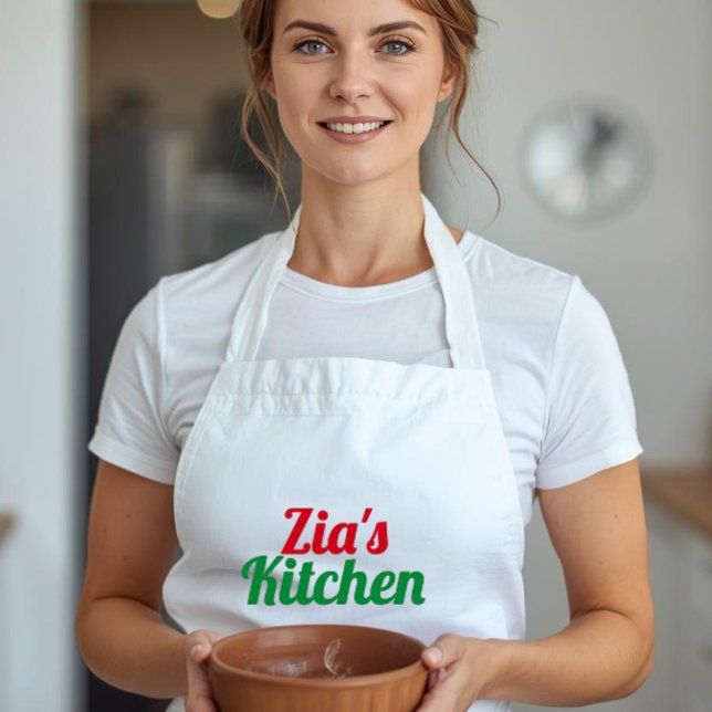 Zias Schürze (Zia's Kitchen custom white apron for Italian Aunt or Nonna)