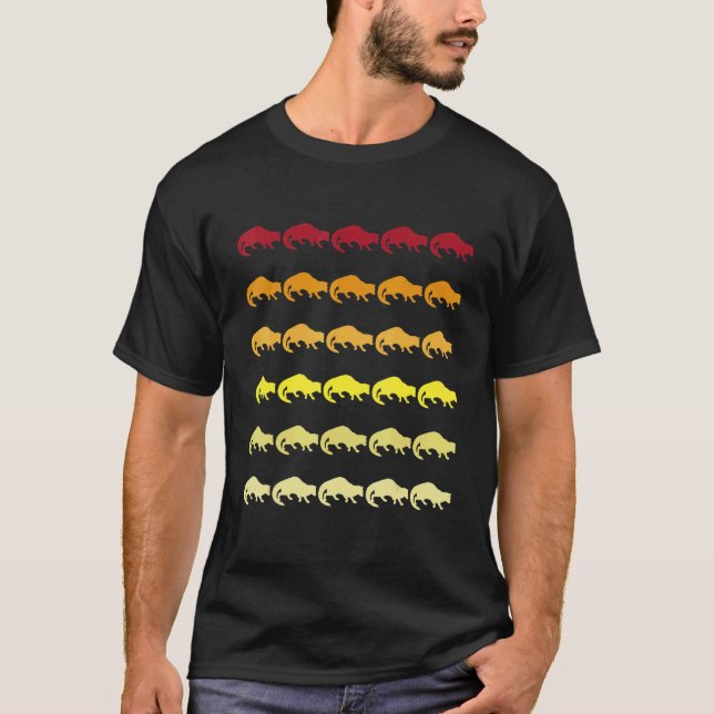 Zibet-Retro-Tiermuster T-Shirt (Vorderseite)