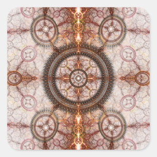 Zick und das geometrische Steampunkmuster Quadratischer Aufkleber