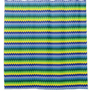 Zick-Zack-Designmuster Grün & Blau Duschvorhang