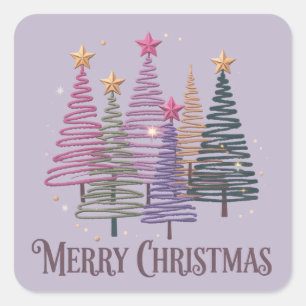 Zick-Zack-Weihnachtsbaum Faux Glitter Weihnachten  Quadratischer Aufkleber