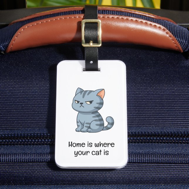 Zickige Graue Tabby-Katze Zitat Gepäckanhänger (Vorderseite Insitu 2)