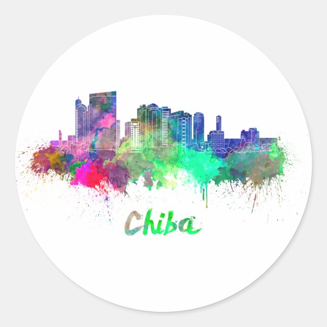 Zicklein skyline im Watercolor Runder Aufkleber (Vorderseite)