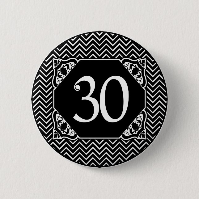 Zickzack 30. Geburtstag Button (Vorderseite)