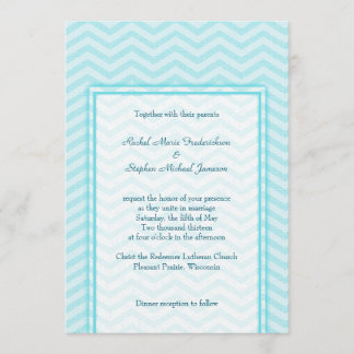 Zickzack Aqua Blue Hochzeitbudget Einladung